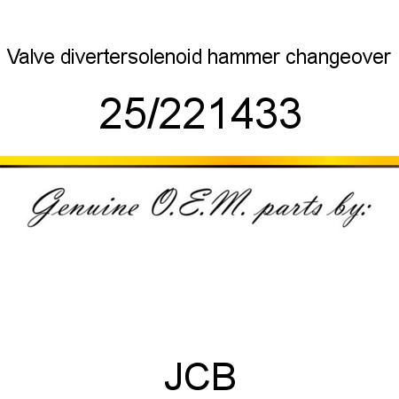 Valve, diverter,solenoid, hammer changeover 25/221433