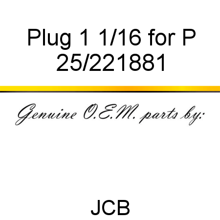 Plug, 1 1/16 for P 25/221881