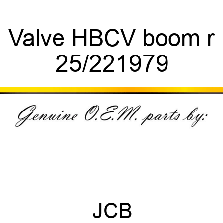 Valve HBCV, boom r 25/221979