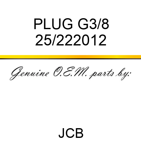 PLUG, G3/8 25/222012