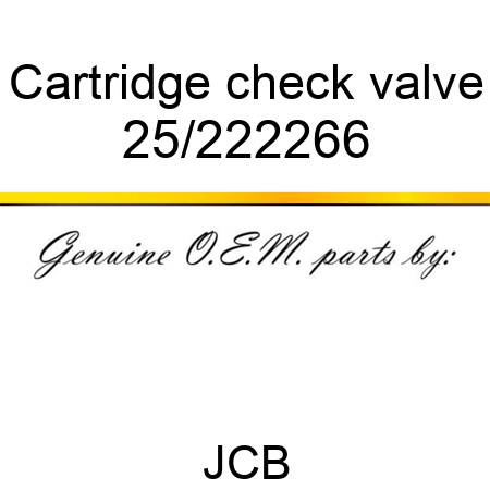 Cartridge, check valve 25/222266