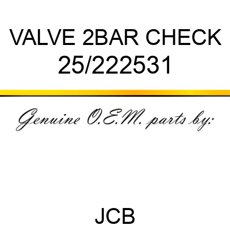 VALVE 2BAR CHECK 25/222531