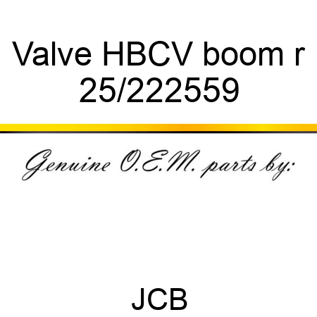 Valve HBCV, boom r 25/222559