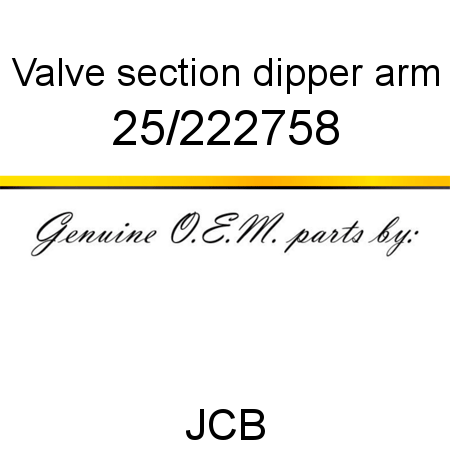Valve, section dipper arm 25/222758