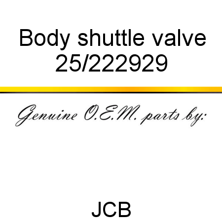 Body, shuttle valve 25/222929