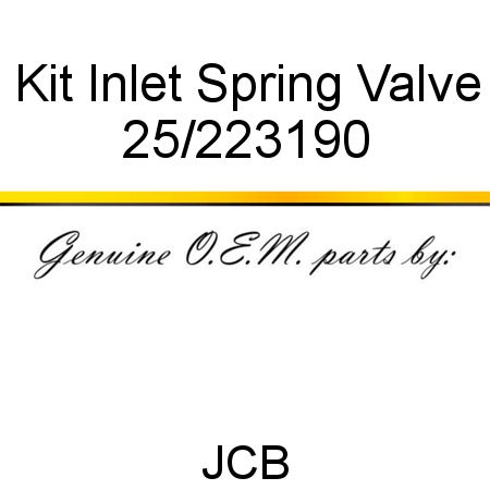 Kit, Inlet Spring Valve 25/223190