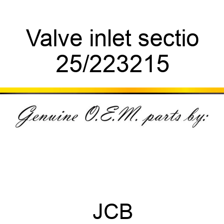 Valve inlet sectio 25/223215