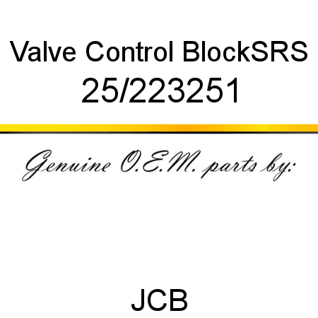 Valve, Control Block,SRS 25/223251