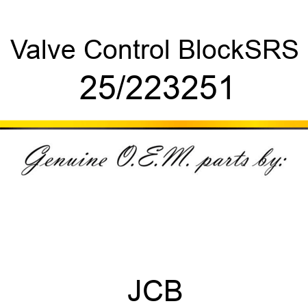Valve, Control Block,SRS 25/223251