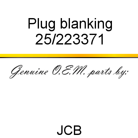Plug, blanking 25/223371