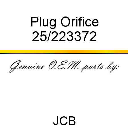 Plug Orifice 25/223372