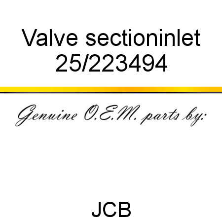 Valve, section,inlet 25/223494