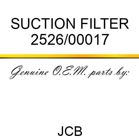 SUCTION FILTER 2526/00017
