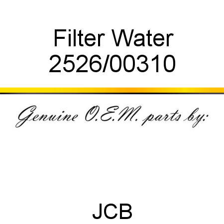 Filter, Water 2526/00310