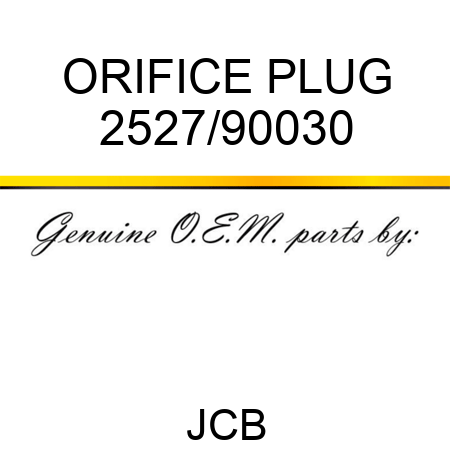 ORIFICE PLUG 2527/90030