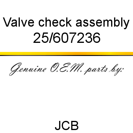 Valve, check, assembly 25/607236