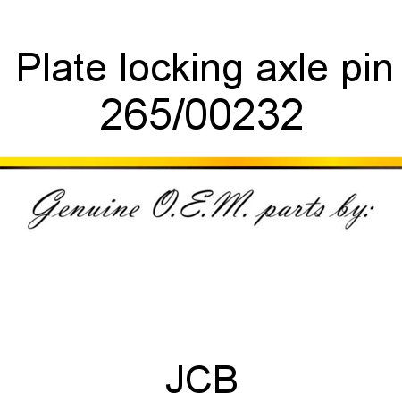 Plate, locking, axle pin 265/00232