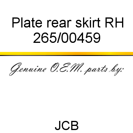 Plate, rear skirt, RH 265/00459