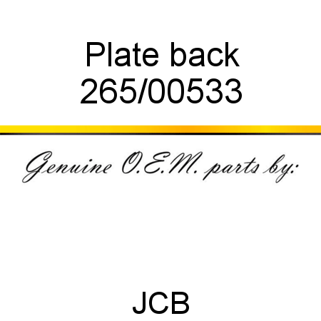 Plate, back 265/00533