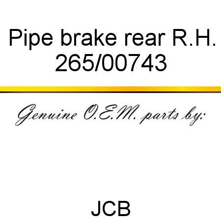 Pipe, brake, rear R.H. 265/00743