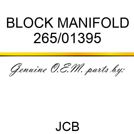 BLOCK MANIFOLD 265/01395