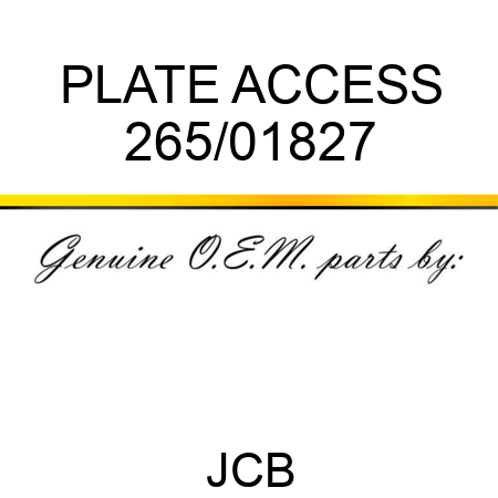 PLATE ACCESS 265/01827