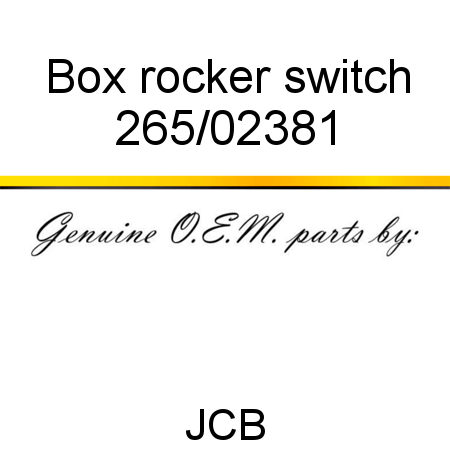 Box, rocker switch 265/02381