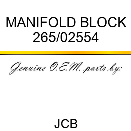 MANIFOLD BLOCK 265/02554