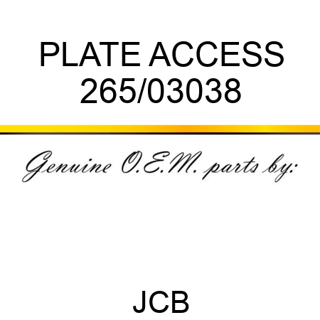 PLATE ACCESS 265/03038