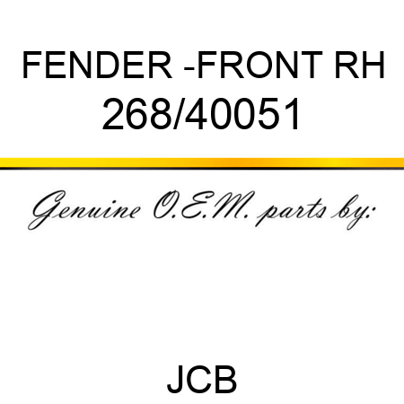FENDER -FRONT RH 268/40051