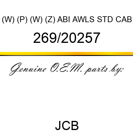 (W) (P) (W) (Z) ABI AWLS STD CAB 269/20257