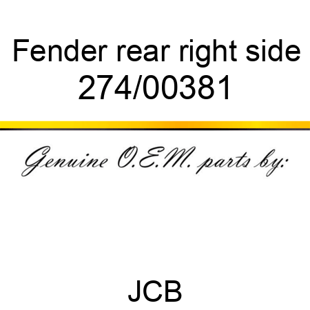 Fender, rear, right side 274/00381