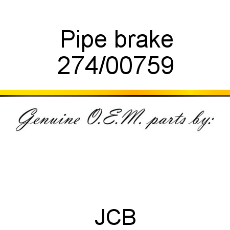 Pipe, brake 274/00759