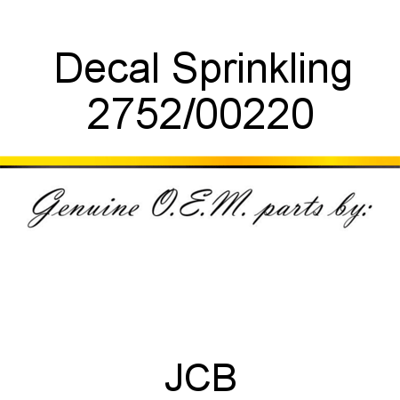 Decal, Sprinkling 2752/00220