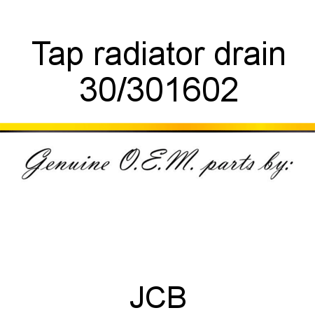 Tap, radiator drain 30/301602