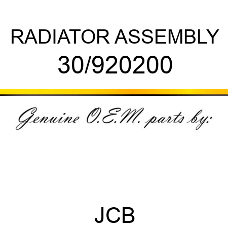 RADIATOR ASSEMBLY 30/920200