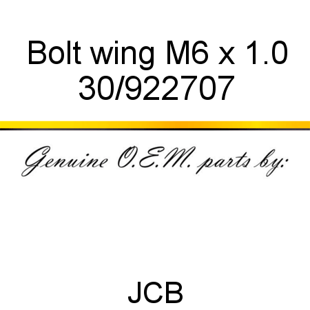 Bolt, wing, M6 x 1.0 30/922707