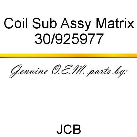 Coil, Sub Assy, Matrix 30/925977