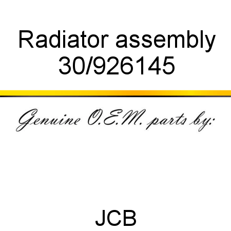 Radiator, assembly 30/926145