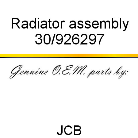 Radiator, assembly 30/926297