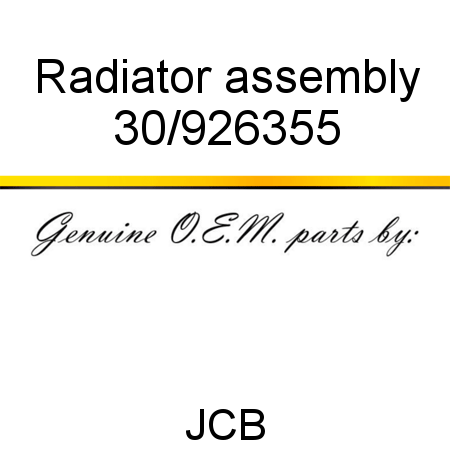 Radiator, assembly 30/926355