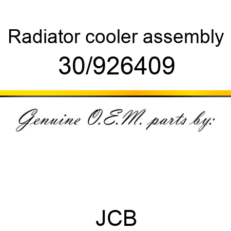 Radiator, cooler assembly 30/926409