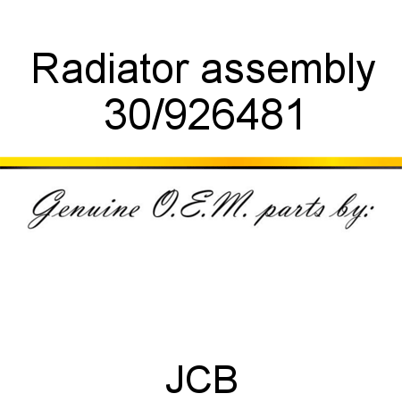 Radiator, assembly 30/926481