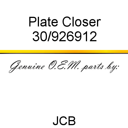 Plate, Closer 30/926912