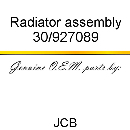 Radiator, assembly 30/927089