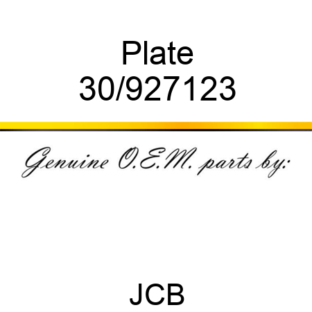 Plate 30/927123