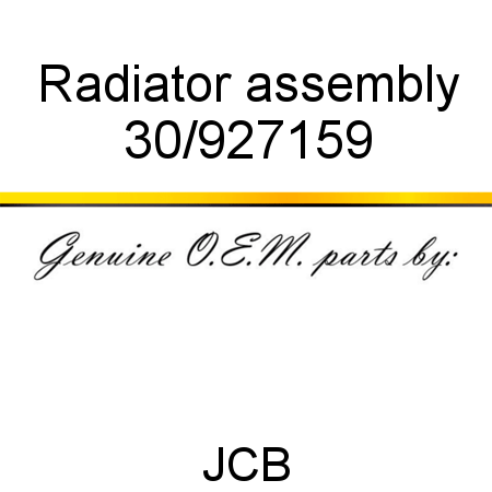 Radiator, assembly 30/927159