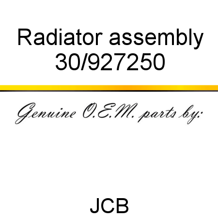 Radiator, assembly 30/927250