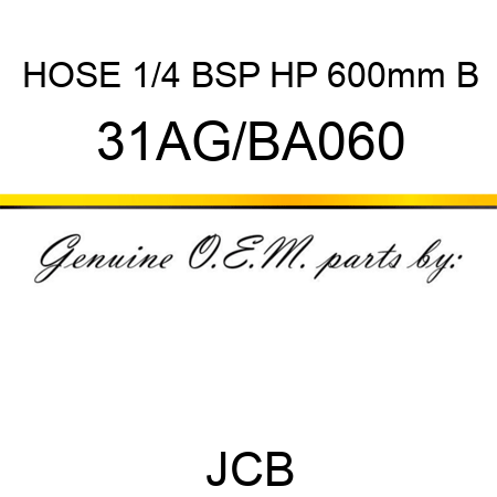 HOSE 1/4 BSP HP 600mm B 31AG/BA060