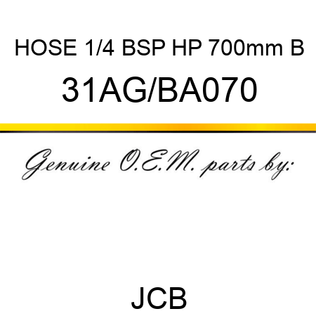 HOSE 1/4 BSP HP 700mm B 31AG/BA070